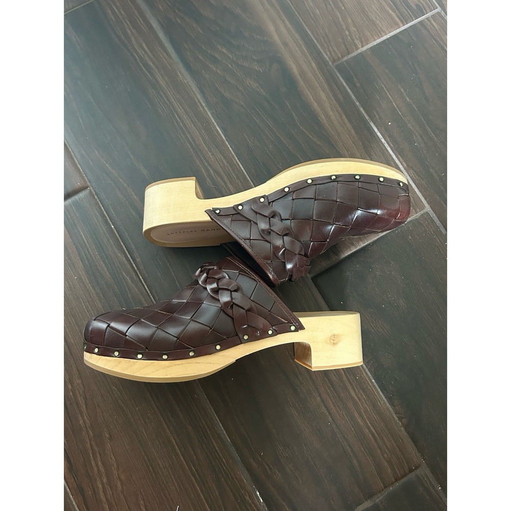 Anthropologie Loeffler Randall Polina Wooden Clog Braided Leather 7 - Picture 4 of 7